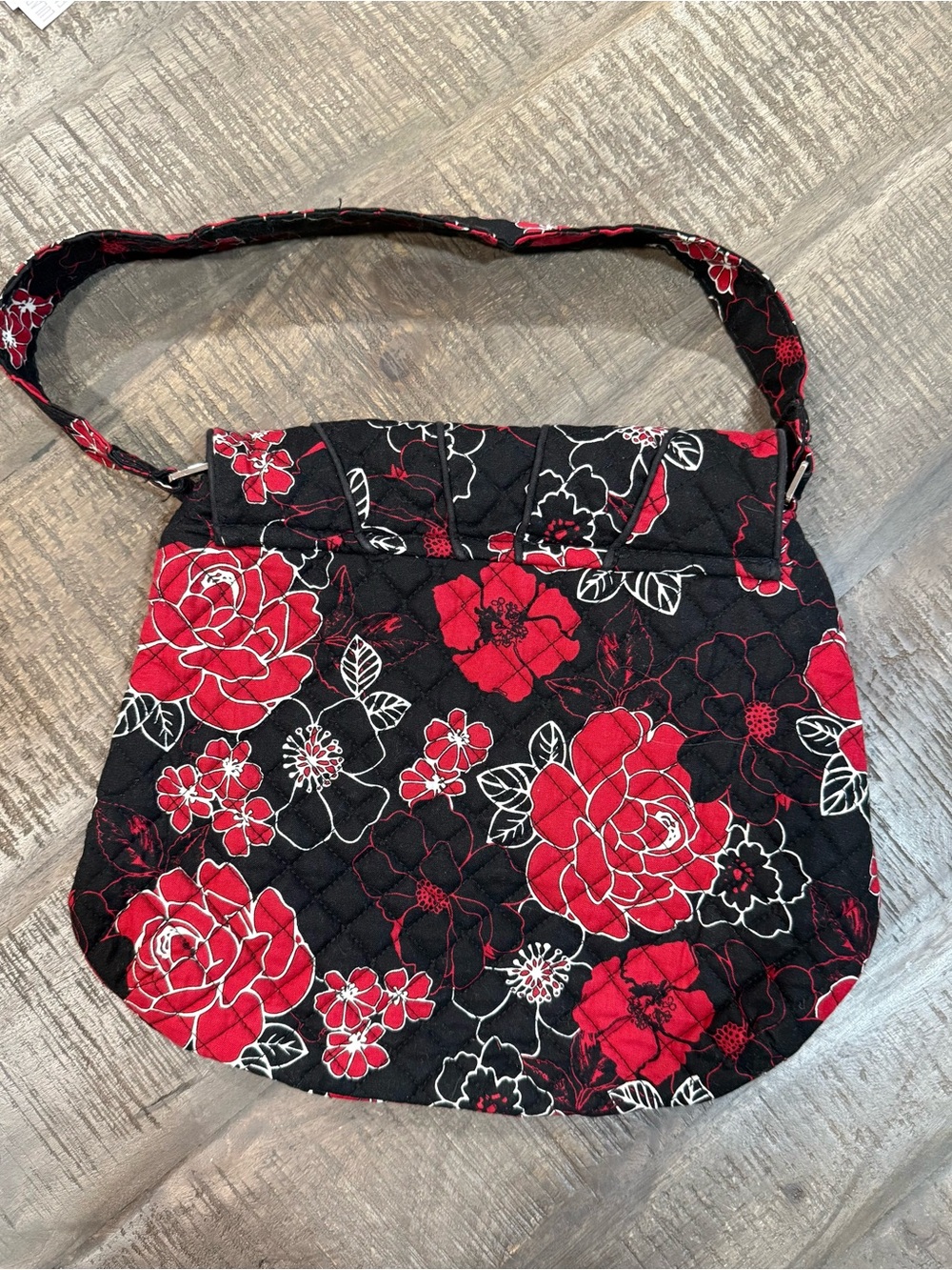 Marie Black & Red Floral Quilted Shoulder Bag (eligible for 3 for $25) - Picture 2 of 3